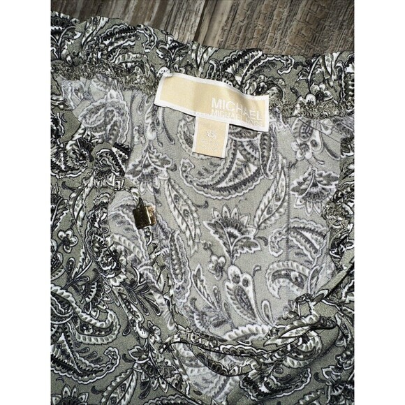 Michael Kors Paisley Shift Dress Size XS Women Ruffle V-Neck - Picture 5 of 8